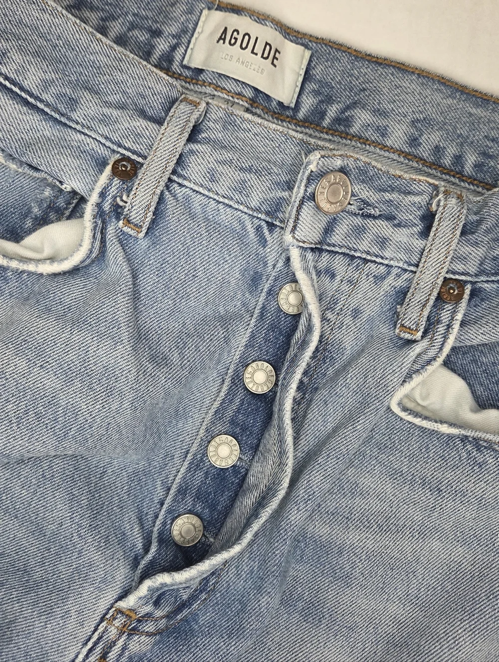 Agolde Womens 90s Crop Mid Rise Loose Straight Jeans Size 27 Echo Distressed